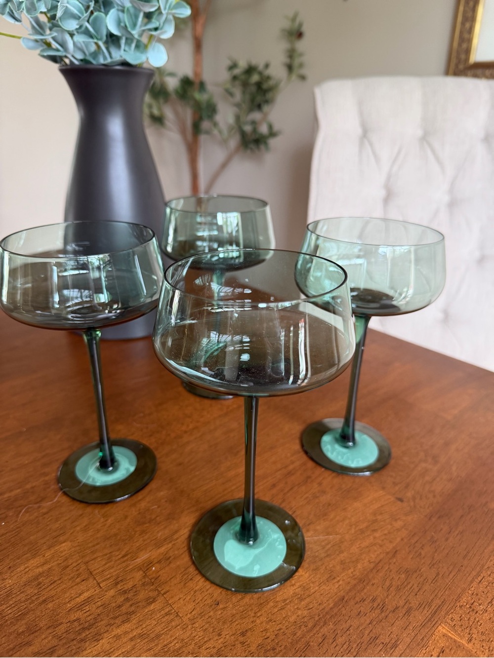 Threshold Green Smoked Coupe Glasses - Set of 4